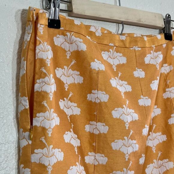 Moschino Cheap and Chic Pencil Skirt Tangerine Orange Embroidered Floral 12 - Picture 12 of 15